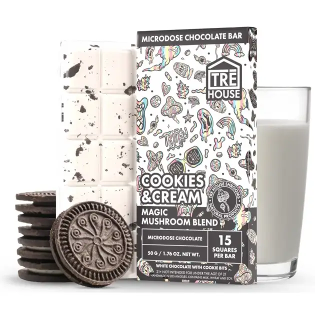 TRE House | Cookies & Cream Magic Mushroom Chocolate Bar | 15 squares per bar